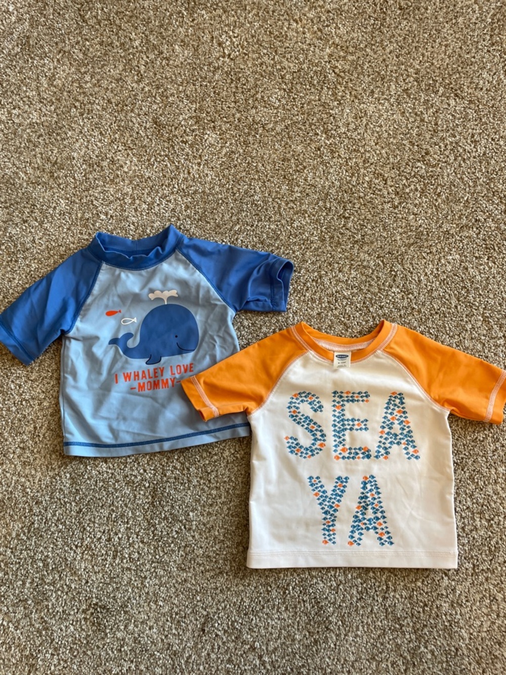 Blue & Orange Kids Short-Sleeve Swim Rashguard Set